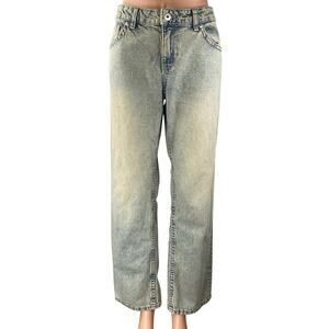 H&M Divided Women's Blue Straight Wide Leg Mid Rise Denim Jeans Pants Size 8